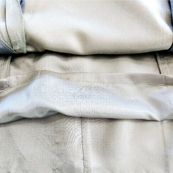 Vintage Talbots 100% Silk Olive Green Sleeveless Pleated Hem Sheath Dress 10 - Picture 7 of 10